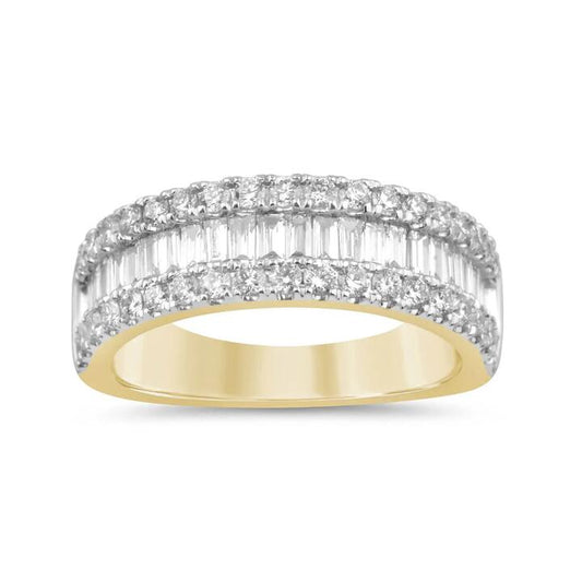 Image of a model wearing Dress. Productname: Dress Ring with 1.00ct of Laboratory Grown Diamonds in 9kt Yellow Gold in Diamond colour by brand - Bevilles