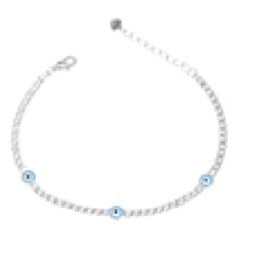 Image of Bracelets. Productname: Enamel Evil Eye Tennis Bracelet with Cubic Zirconia in Sterling Silver in Silver colour by brand - Bevilles