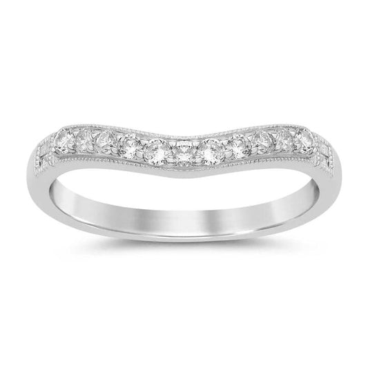Image of Jewelry. Productname: Curved Anniversary Ring with 0.25tw of Diamonds in 9kt White Gold in Diamond colour by brand - Bevilles