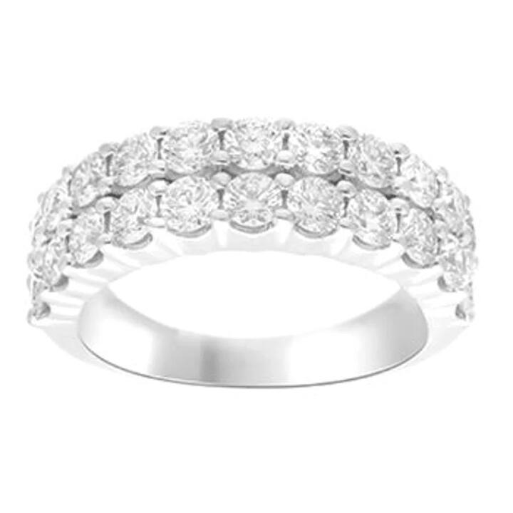 Image of Rings. Product name - Double Row Dress Ring with 2.00tw of Laboratory-Grown Diamond in Sterling Silver and Platinum in colour by brand - Bevilles