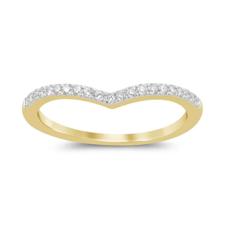 Image of Jewelry. Productname: Chevron Ring with 0.15ct of Diamonds in 9kt Yellow Gold in Diamond colour by brand - Bevilles