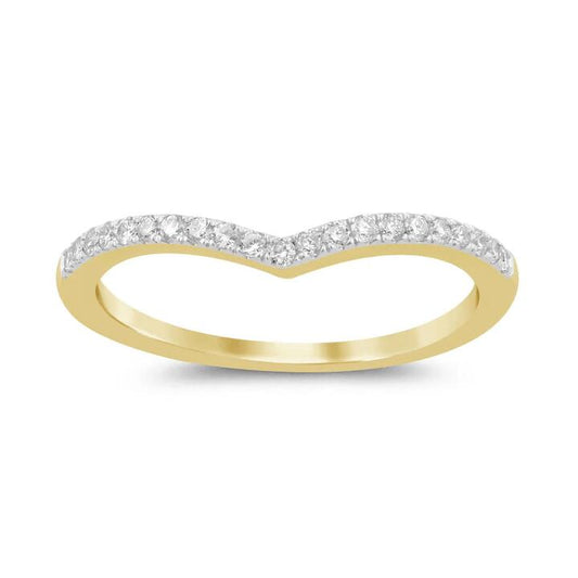 Image of Rings. Product name - Chevron Ring with 0.15tw of Diamonds in 9kt Yellow Gold in colour by brand - Bevilles