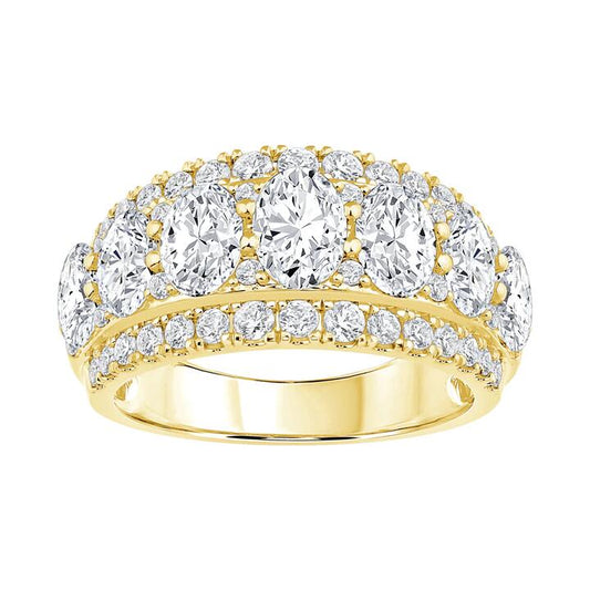 Image of Jewelry. Productname: Oval Ring with 3.00tw of Laboratory-Grown Diamonds in 9kt Yellow Gold in Diamond colour by brand - Bevilles