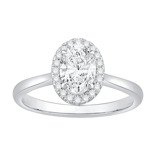 Image of Jewelry. Productname: Oval Solitaire Ring with 1.15ct of Laboratory Grown Diamonds in 18kt White Gold in Diamond colour by brand - Bevilles