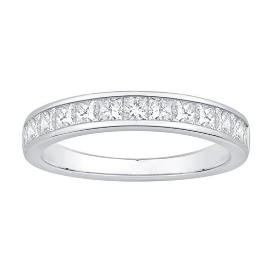 Image of Rings. Productname: Princess Cut Channel Set Anniversary Band with 1.00tw of Laboratory-Grown Diamonds in 18kt White Gold in colour by brand - Bevilles