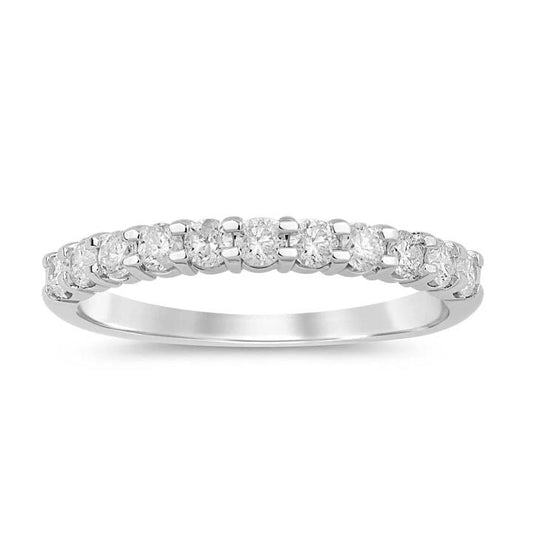 Image of Rings. Product name - Claw Set Anniversary Ring with 0.50tw of Diamonds in 9kt White Gold in colour by brand - Bevilles