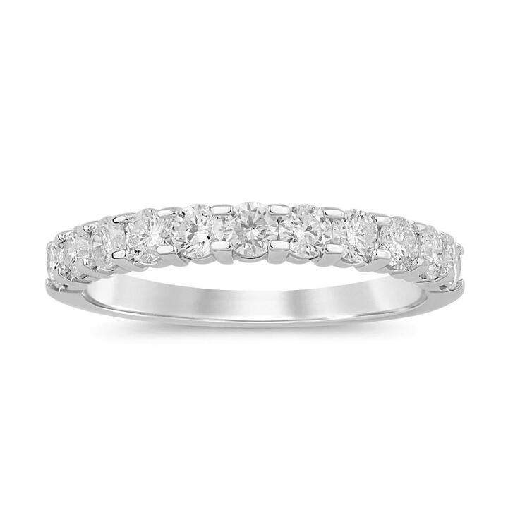Image of Rings. Product name - Claw Set Anniversary Ring with 0.75tw of Diamonds in 9kt White Gold in colour by brand - Bevilles