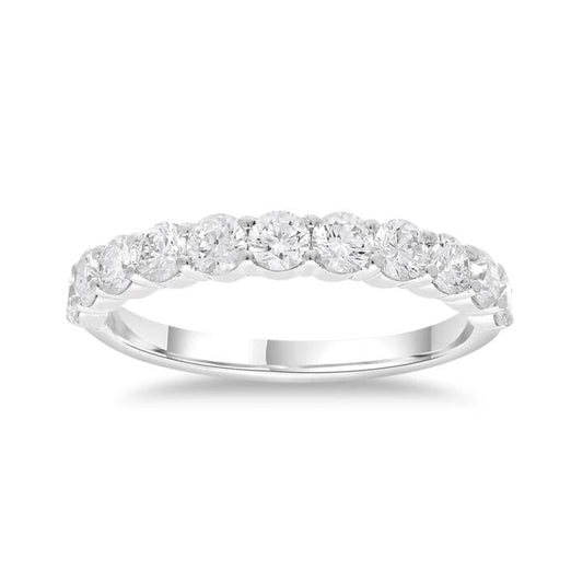 Image of Rings. Product name - Single Row Dress Ring with 1.00tw of Laboratory-Grown Diamonds in Sterling Silver and Platinum in colour by brand - Bevilles