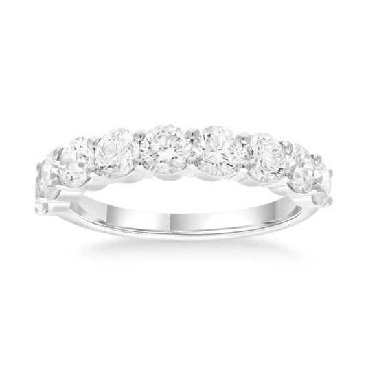 Image of a model wearing Dress. Productname: Single Row Dress Ring with 2.00ct of Laboratory Grown Diamond in Sterling Silver and Platinum in Diamond colour by brand - Bevilles