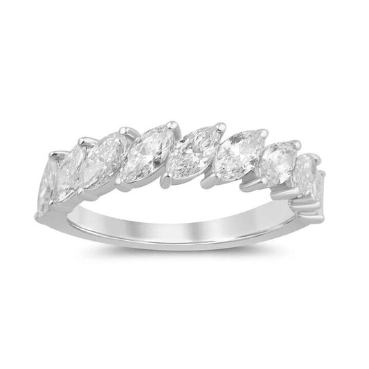 Image of Rings. Productname: Marquise Ring with 1.40tw of Laboratory-Grown Diamonds in Sterling Silver and Platinum in colour by brand - Bevilles