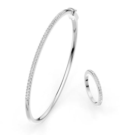 Image of Jewelry. Productname: Ring and Bangle Set with 0.70tw of Laboratory-Grown Diamonds in Sterling Silver and Platinum in Diamond colour by brand - Bevilles