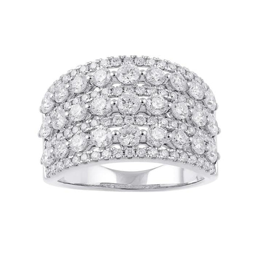 Image of Jewelry. Productname: Multi Row Ring with 2.00tw of Laboratory-Grown Diamonds in 9kt White Gold in Diamond colour by brand - Bevilles