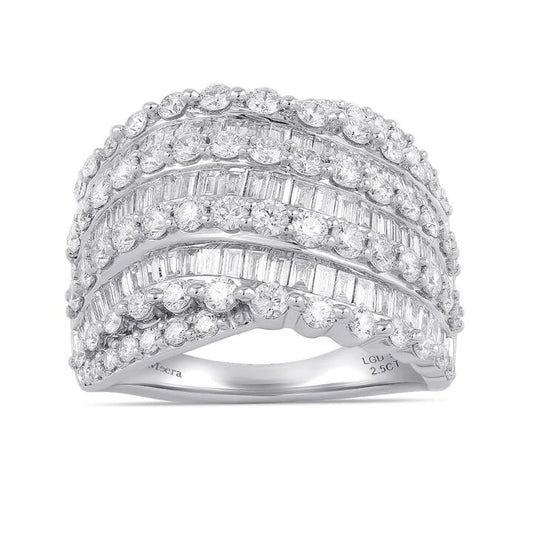Image of Jewelry. Productname: Multi Row Channel Ring with 2.50tw of Laboratory-Grown Diamonds in 9kt White Gold in Diamond colour by brand - Bevilles