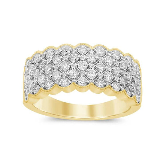 Image of Rings. Productname: Multi Row Dress Ring with 1.00tw of Diamonds in 9kt Yellow Gold in colour by brand - Bevilles