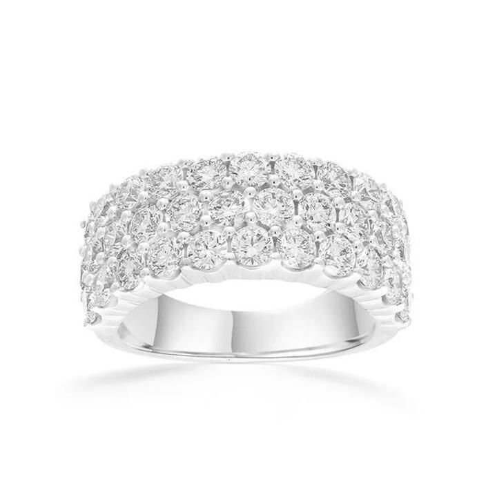Image of Rings. Product name - Three Row Dress Ring with 3.00tw of Laboratory-Grown Diamonds in Sterling Silver and Platinum in colour by brand - Bevilles