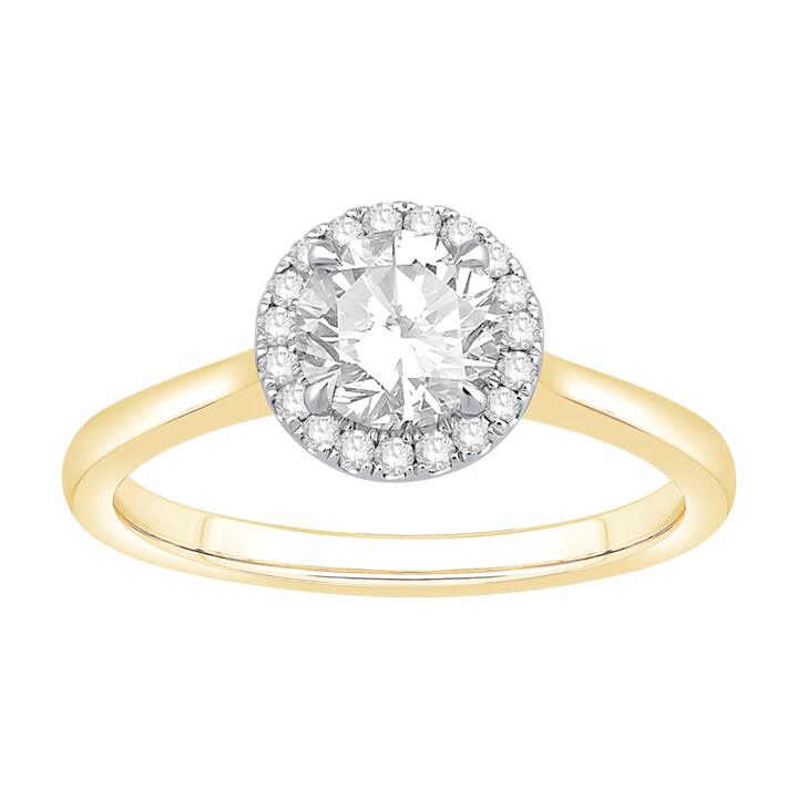 Image of Rings. Product name - Solitaire Ring with 1.20tw of Laboratory-Grown Diamonds in 18kt Yellow and White Gold in colour by brand - Bevilles