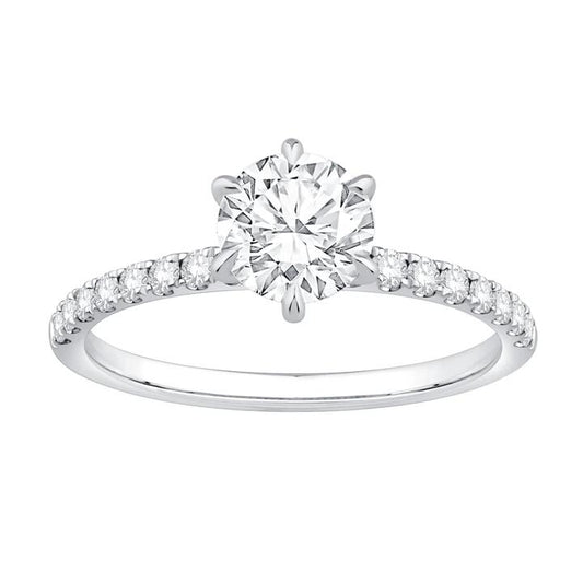 Image of Jewelry. Productname: Solitaire Ring with 1.25tw of Laboratory-Grown Diamonds in 18kt White Gold in Diamond colour by brand - Bevilles