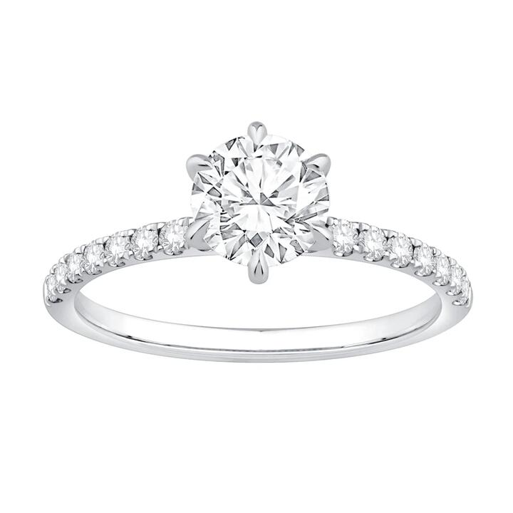 Image of Rings. Product name - Solitaire Ring with 1.25tw of Laboratory-Grown Diamonds in 18kt White Gold in colour by brand - Bevilles