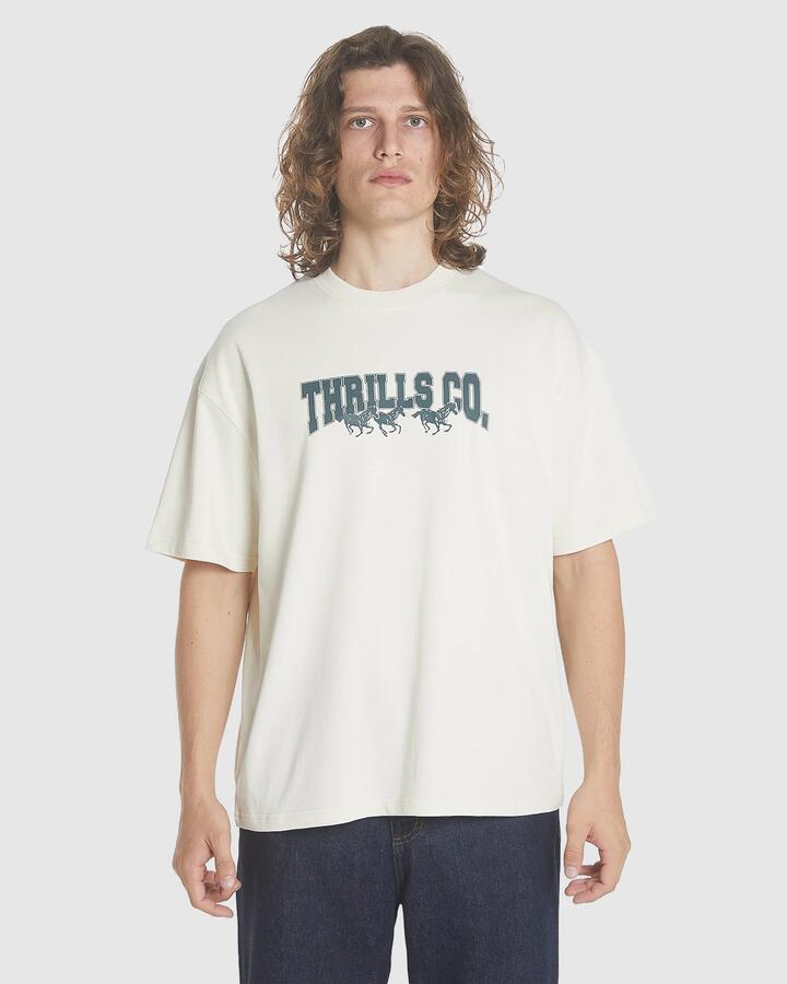 Image of T-Shirts. Product name - Thrills Mens Chariot Rides On Box Fit Oversized T-Shirt Heritage White in Heritage White colour by brand - Thrills