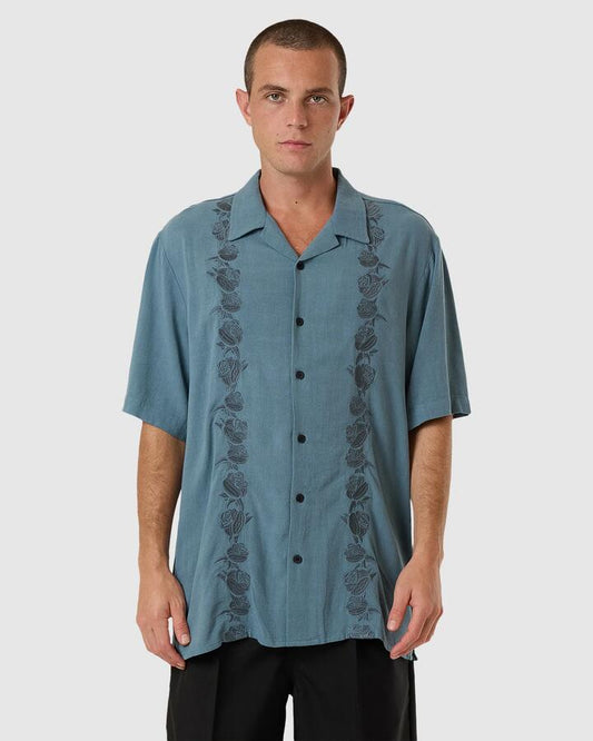 Image of Shirts. Productname: Thrills - Mens All Relatable Bowling Shirt - Stormy Sea - in Stormy Sea colour by brand - Thrills