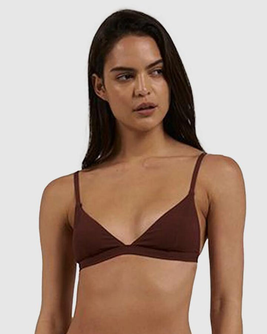 Image of Swimwear. Product name - Thrills Womens Paradise Code Fixed Triangle Bikini Top Chimney Red in Chimney Red colour by brand - Thrills