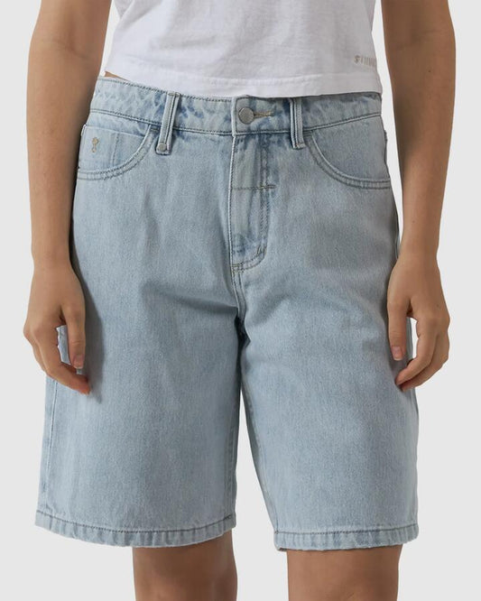 Image of a model wearing Shorts. Productname: Thrills Womens Jordan Shorts Faded Dust Blue - in Faded Dust Blue colour by brand - Thrills