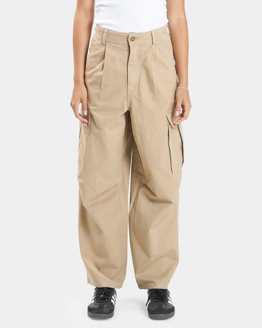 Image of a model wearing Pants. Productname: Thrills Womens Union Slouch Pants Sand - in Sand colour by brand - Thrills
