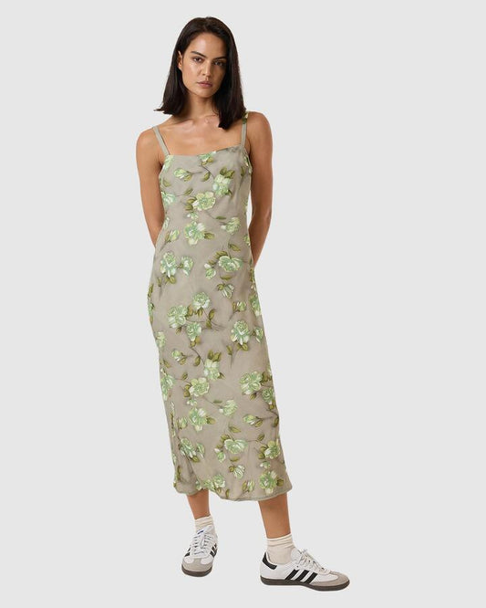 Image of Dresses. Productname: Thrills Womens Amoroso Bias Midi Dress Silver Ash - in Silver Ash colour by brand - Thrills