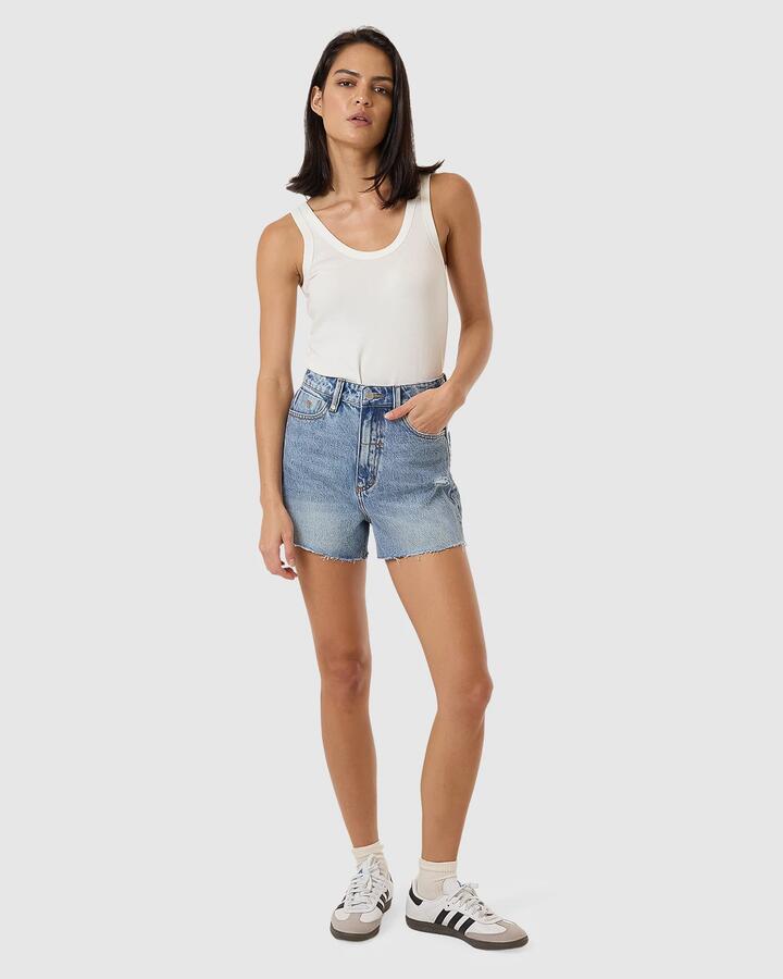 Image of a model wearing Shorts. Productname: Thrills Womens Erica Shorts Tempest Blue Thrash - in Tempest Blue Thrash colour by brand - Thrills