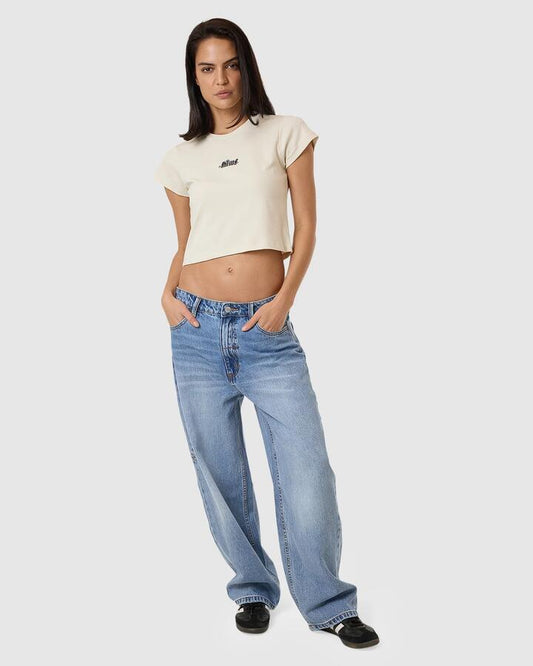 Image of a model wearing Tops. Productname: Thrills Womens Natural Thrills Mini T-Shirt Heritage White - in Heritage White colour by brand - Thrills