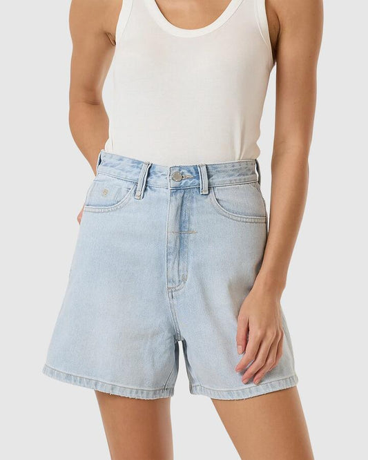 Image of a model wearing Shorts. Productname: Thrills Womens Koko Shorts Ether Blue - in Ether Blue colour by brand - Thrills