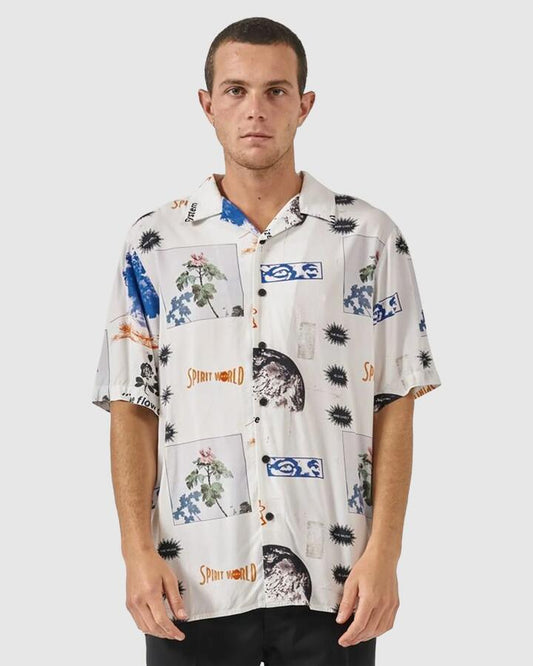 Image of Shirts. Productname: Thrills Mens Spirit World Bowling Shirt Dirty White - in Dirty White colour by brand - Thrills