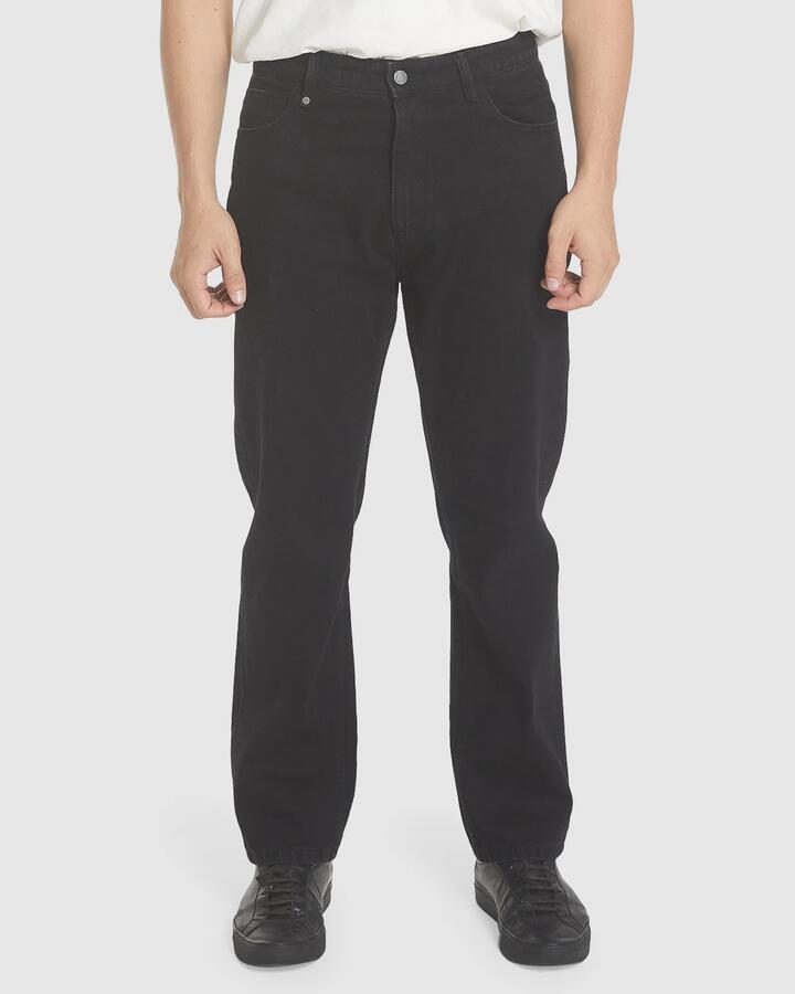 Image of Jeans. Product name - Thrills Mens Straight Line Denim Jeans Black Rinse in Black Rinse colour by brand - Thrills