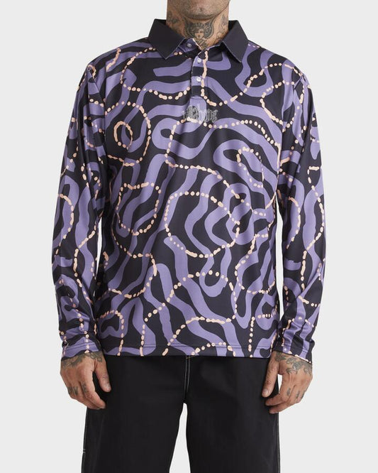Image of a model wearing Tops. Productname: Billabong Mens Otis Mangrove Long Sleeve Surf Shirt Black - in Black colour by brand - Billabong