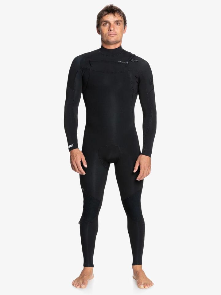 Image of Accessories. Product name - Quiksilver Mens 3/2Mm Everyday Sessions Chest Zip Wetsuit Black in Black colour by brand - Quiksilver