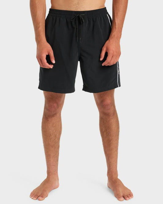 Image of a model wearing Shorts. Productname: Quiksilver Mens Everyday 17" Swim Shorts Black - in Black colour by brand - Quiksilver