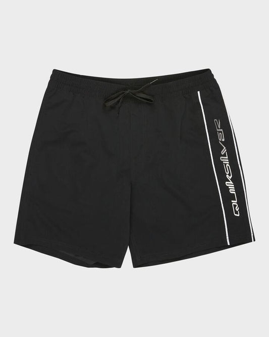 Image of a model wearing Shorts. Product name - Quiksilver Mens Everyday 17" Swim Shorts Black in Black colour by brand - Quiksilver