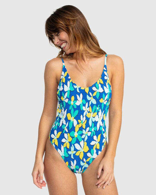 Image of Swimwear. Productname: Roxy - Womens Sunny Days Floral One Piece Swimsuit - Bright White Sunlights Floral - in Bright White Sunlights Floral colour by brand - Roxy