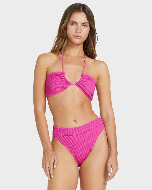 Image of Swimwear. Product name - Billabong Womens Summer High Bikini Top Fiesta Pink in Fiesta Pink colour by brand - Billabong