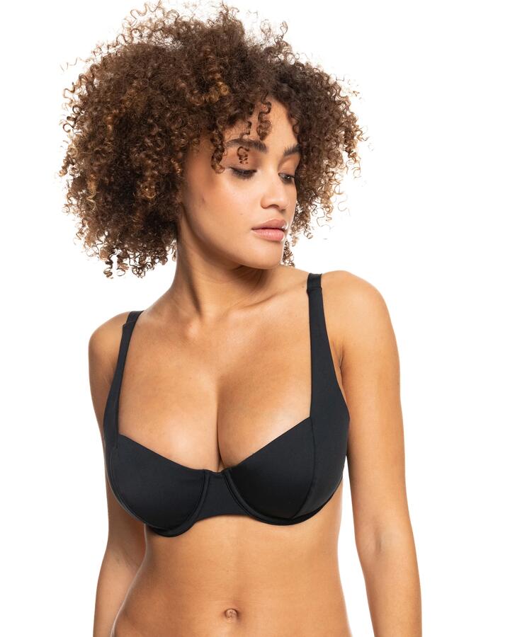 Image of Swimwear. Product name - Roxy Womens Beach Classics Underwire Bikini Top Anthracite in Anthracite colour by brand - Roxy