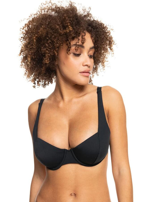 Image of Swimwear. Product name - Roxy Womens Beach Classics Underwire Bikini Top Anthracite in Anthracite colour by brand - Roxy