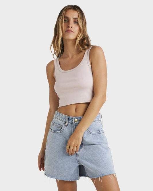 Image of a model wearing Tops. Productname: Billabong - Womens Sun Goddess Tank Top - Haze - in Haze colour by brand - Billabong