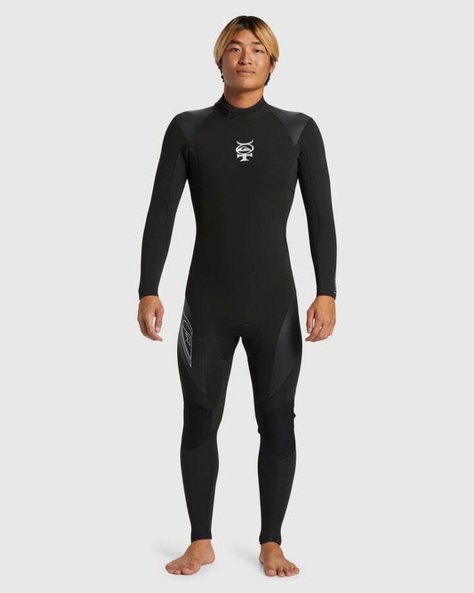 Image of a model wearing Tops. Productname: Quiksilver - Mens 3/2Mm Mercury Back Zip Wetsuit - Black - in Black colour by brand - Quiksilver