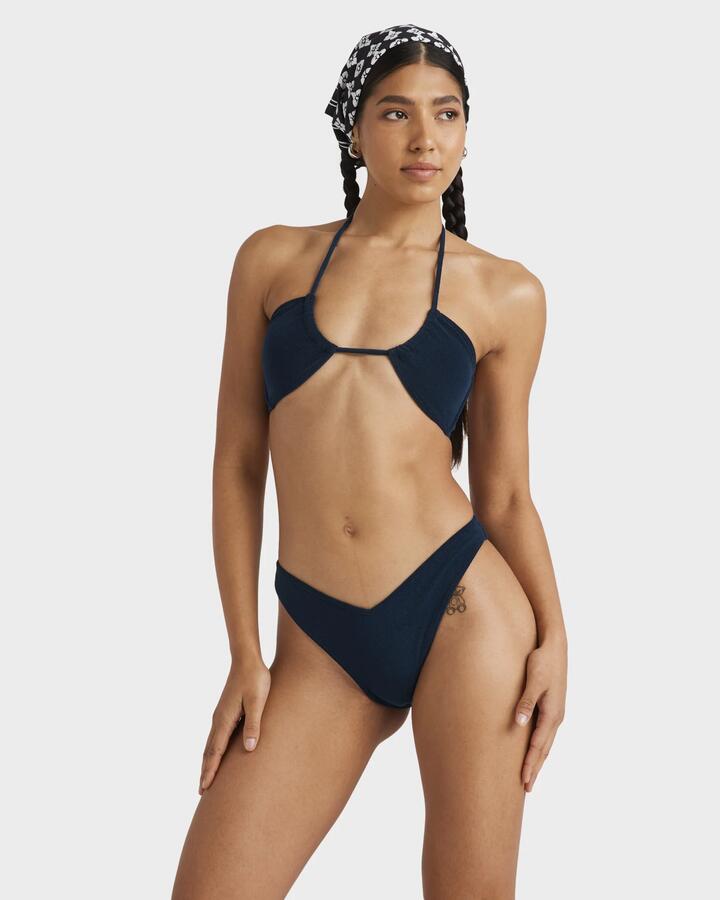 Image of Swimwear. Productname: RVCA - Womens Tezzy V Medium French Bikini Bottom - Navy Marine - in Navy Marine colour by brand - RVCA