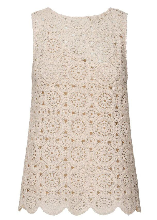 Image of a model wearing Tops. Productname: Fiorella Tank Top in Butter colour by brand - MOS The Label