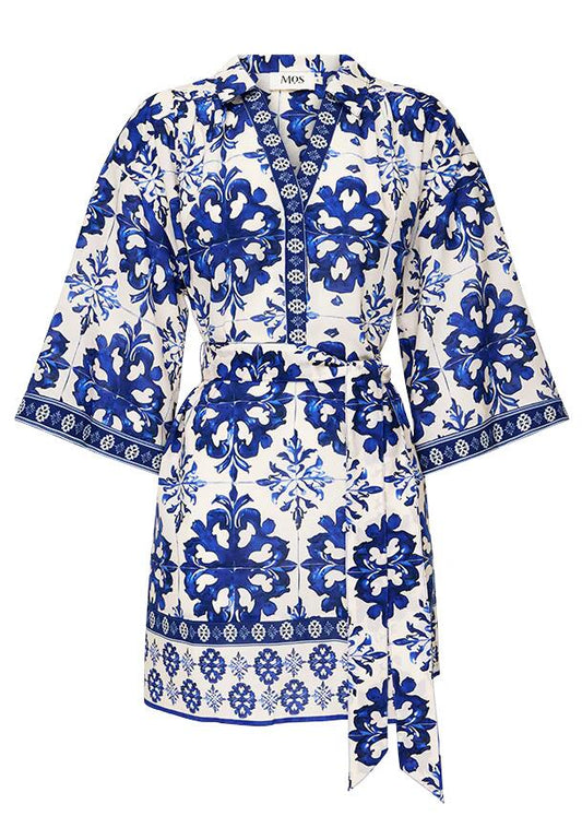 Image of a model wearing Dress. Productname: Mirella Mini Dress in Mirella Print colour by brand - MOS The Label