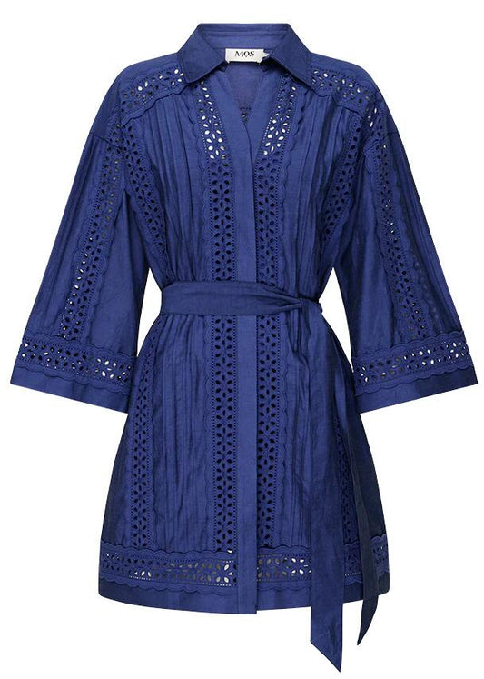 Image of a model wearing Dress. Productname: Valentina Mini Dress in Cobalt Blue colour by brand - MOS The Label
