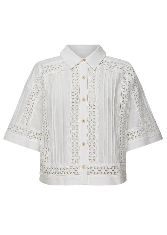 Image of a model wearing Tops. Productname: Valentina Shirt in White colour by brand - MOS The Label