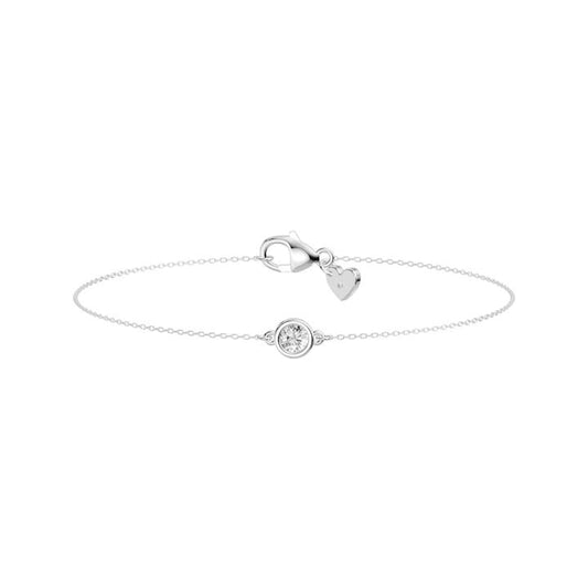 Image of Bracelets. Product name - 18cm Bezel Bracelet with 0.20ct Solitaire Laboratory-Grown Diamond in Sterling Silver and Platinum in colour by brand - Bevilles