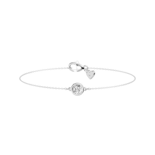Image of Bracelets. Productname: 18cm Bezel Set Bracelet with 0.40tw of Laboratory-Grown Diamonds in Sterling Silver and Platinum in Diamond colour by brand - Bevilles